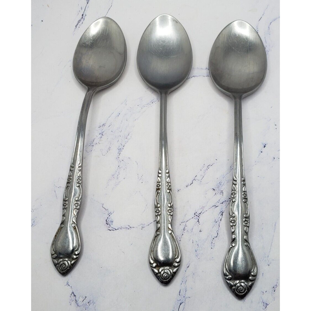 Orleans Silver Stainless ORL50 3 Piece Tablespoons Floral Scrolls Glossy